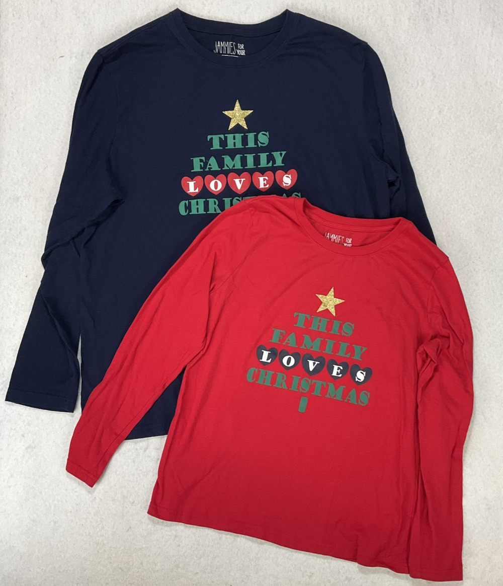 Family Jammies 'This Family Loves Christmas' LS Shirt Set Of 2 Men’s L Women’s M